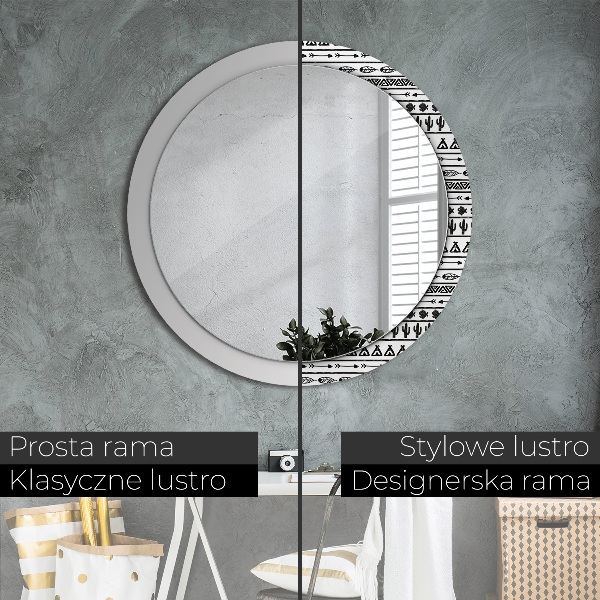 Miroir rond cadre avec impression Boho minimaliste