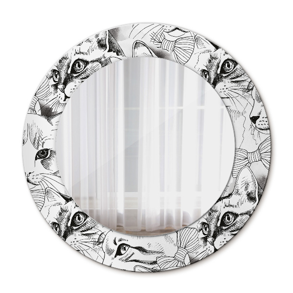 Miroir rond cadre avec impression Animaux de compagnie chats