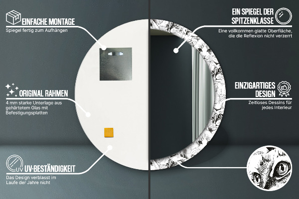 Miroir rond cadre avec impression Animaux de compagnie chats