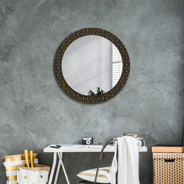 Miroir rond cadre avec impression Géométrie hexagonale