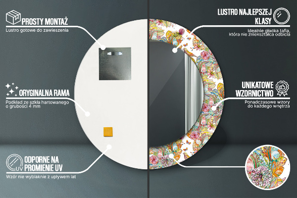 Miroir rond cadre avec impression Un rêve sur la terre des contes de fées