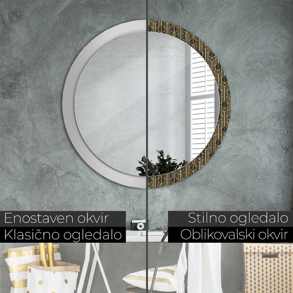 Miroir rond cadre avec impression Abstrait