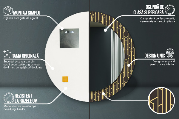 Miroir rond cadre avec impression Abstrait