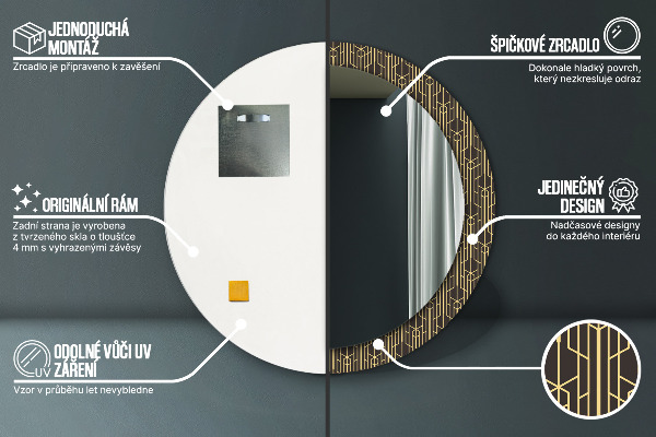 Miroir rond cadre avec impression Abstrait