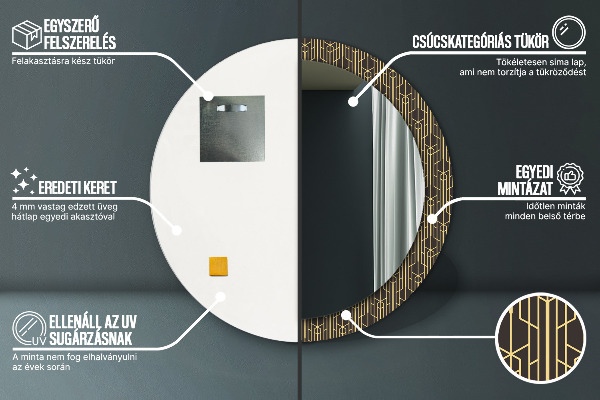 Miroir rond cadre avec impression Abstrait