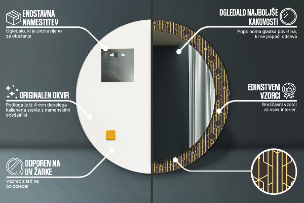 Miroir rond cadre avec impression Abstrait
