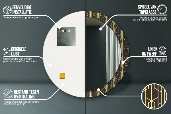 Miroir rond cadre avec impression Abstrait
