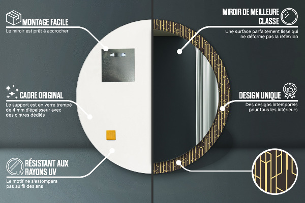 Miroir rond cadre avec impression Abstrait