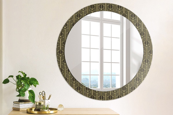 Miroir rond cadre avec impression Abstrait