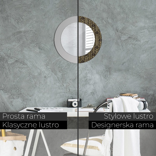 Miroir rond cadre avec impression Abstrait