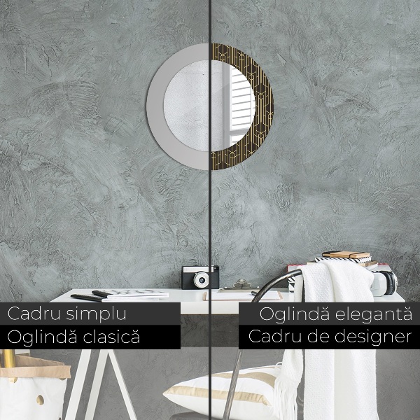 Miroir rond cadre avec impression Abstrait