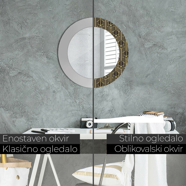 Miroir rond cadre avec impression Abstrait