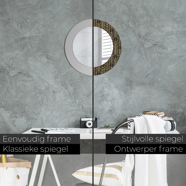 Miroir rond cadre avec impression Abstrait