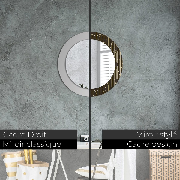 Miroir rond cadre avec impression Abstrait