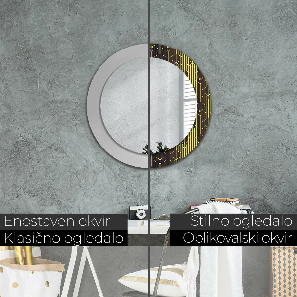 Miroir rond cadre avec impression Abstrait