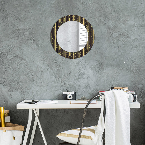 Miroir rond cadre avec impression Abstrait