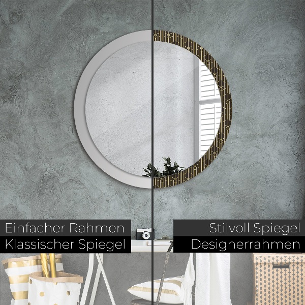 Miroir rond cadre avec impression Abstrait