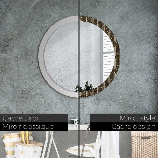 Miroir rond cadre avec impression Abstrait