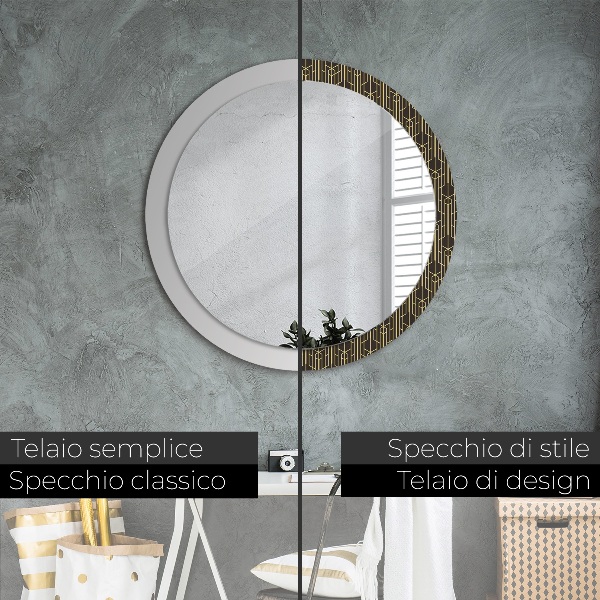 Miroir rond cadre avec impression Abstrait