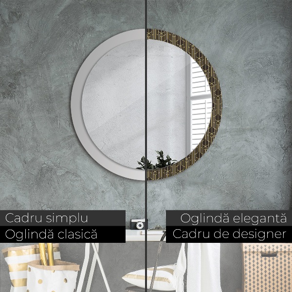 Miroir rond cadre avec impression Abstrait