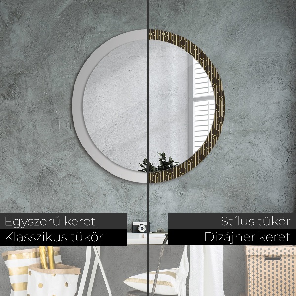 Miroir rond cadre avec impression Abstrait