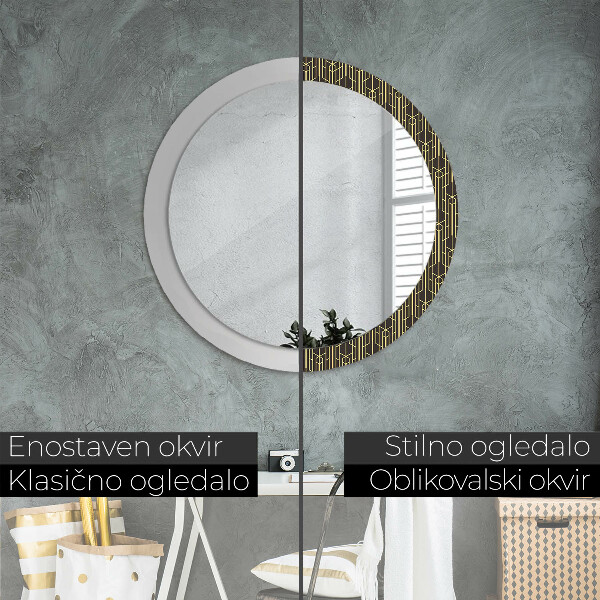 Miroir rond cadre avec impression Abstrait