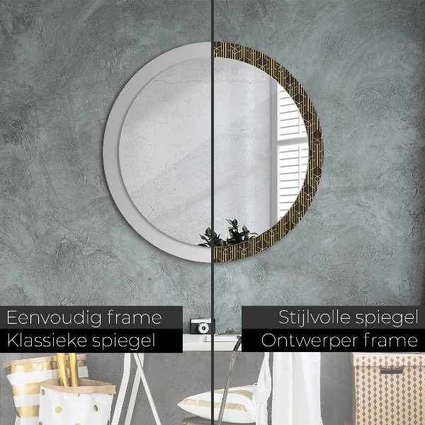 Miroir rond cadre avec impression Abstrait