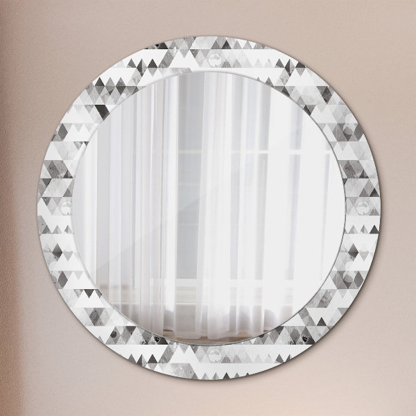 Miroir rond cadre avec impression Triangle arc-en-ciel