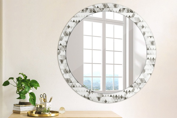 Miroir rond cadre avec impression Triangle arc-en-ciel