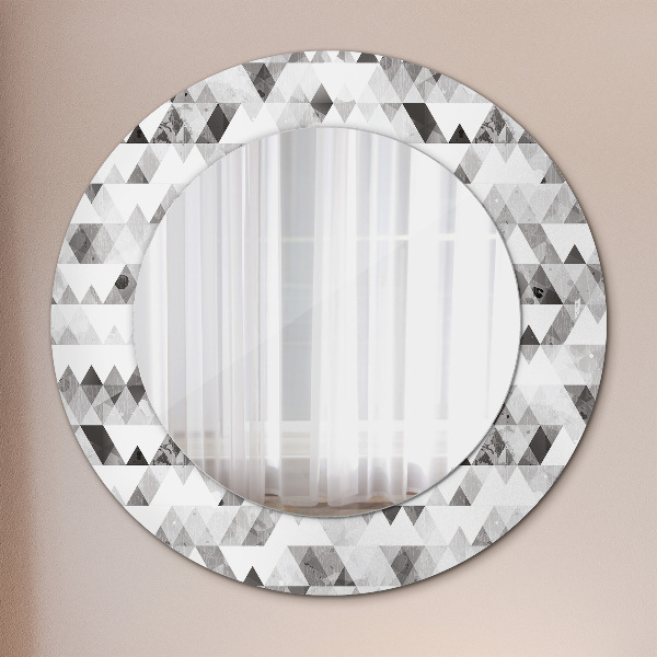 Miroir rond cadre avec impression Triangle arc-en-ciel