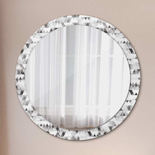 Miroir rond cadre avec impression Triangle arc-en-ciel