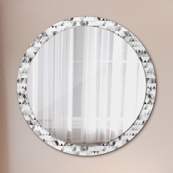 Miroir rond cadre avec impression Triangle arc-en-ciel
