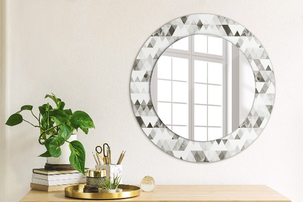 Miroir rond cadre avec impression Triangle arc-en-ciel