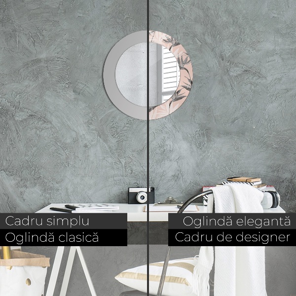 Miroir rond cadre avec impression Paradis des oiseaux