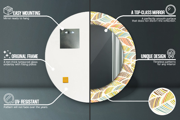 Miroir rond cadre avec impression Abstrait