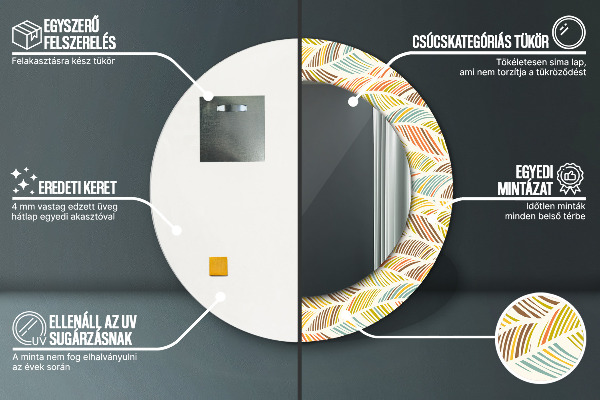 Miroir rond cadre avec impression Abstrait