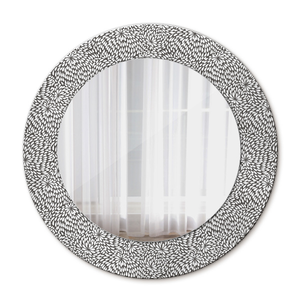 Miroir rond cadre avec impression Motif floral