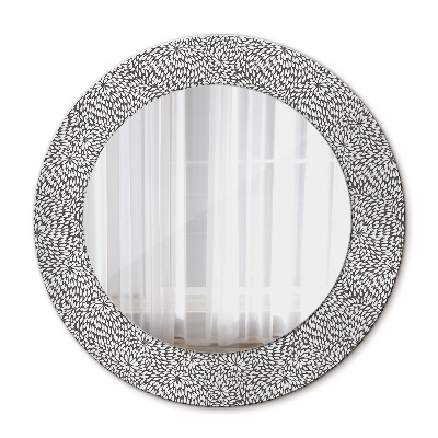 Miroir rond cadre avec impression Motif floral