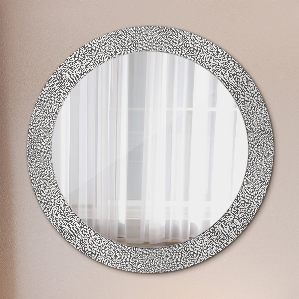 Miroir rond cadre avec impression Motif floral