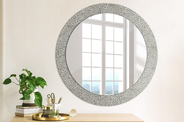 Miroir rond cadre avec impression Motif floral