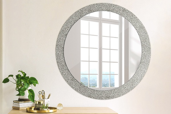 Miroir rond cadre avec impression Motif floral
