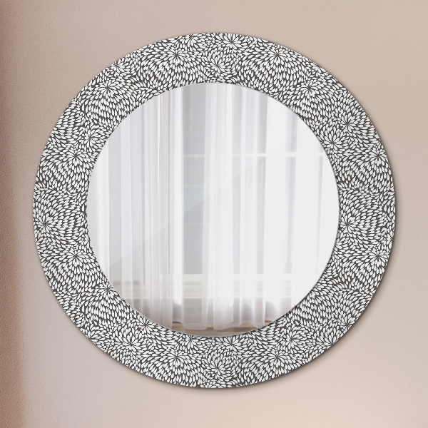 Miroir rond cadre avec impression Motif floral