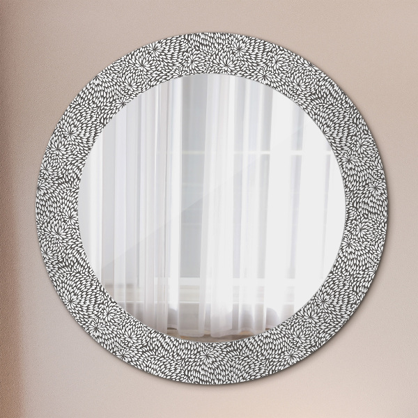 Miroir rond cadre avec impression Motif floral