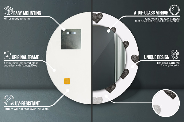 Miroir rond avec décoration Cœurs abstraits