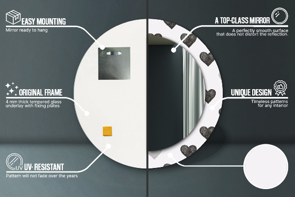Miroir rond avec décoration Cœurs abstraits