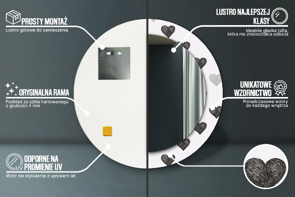 Miroir rond avec décoration Cœurs abstraits