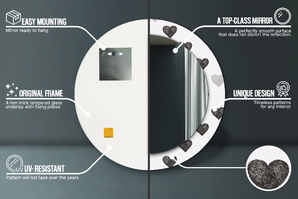 Miroir rond avec décoration Cœurs abstraits