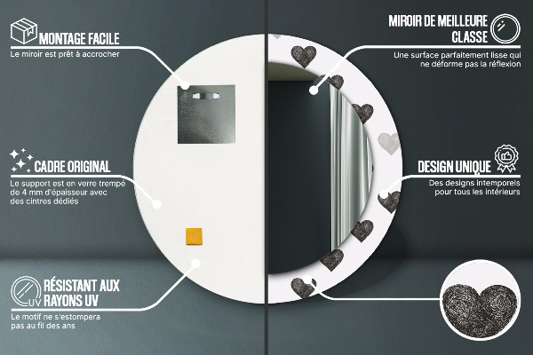 Miroir rond avec décoration Cœurs abstraits