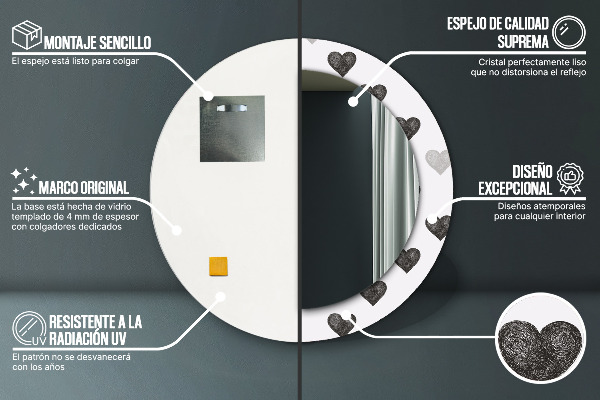 Miroir rond avec décoration Cœurs abstraits