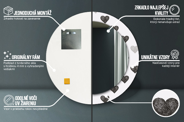 Miroir rond avec décoration Cœurs abstraits